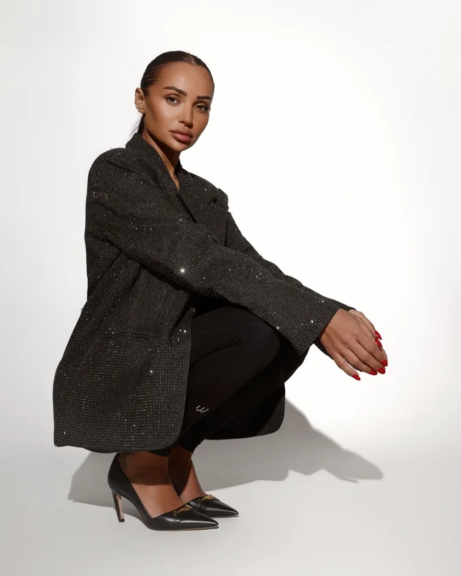 Blazer oversize cu cristale